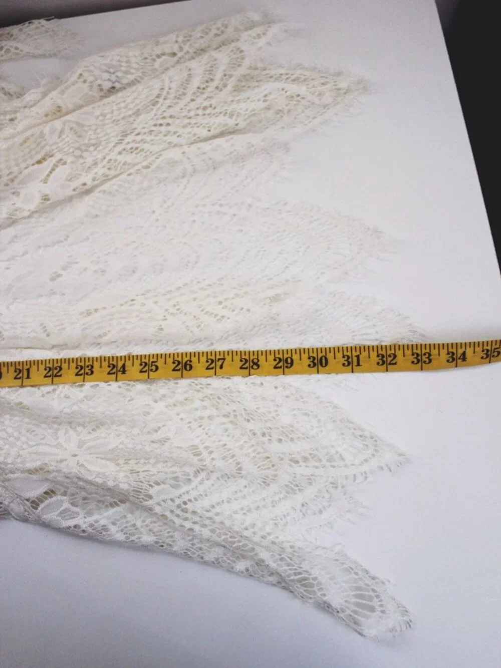 White Lace Kimono Cardigan Open-Front Small Boho Fairy Absolutely Famous - Picture 6 of 8